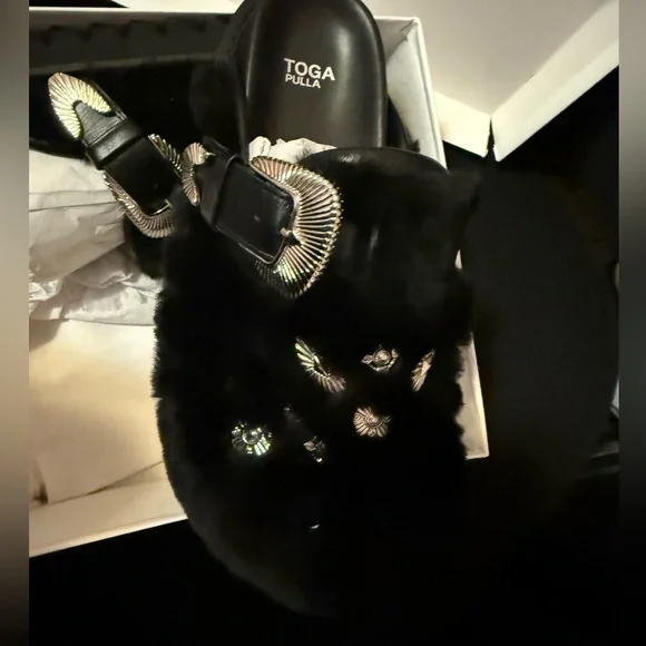 TOGA Pulla Black and Silver Studded Mules - Picture 11 of 11